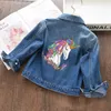 Chaquetas de mezclilla para niñas de 2 a 10 años, ropa para bebés, moda de primavera, abrigo vaquero para niños, ropa de abrigo para niños de otoño con unicornio bonito 230725