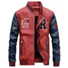 Herrjackor jacka män broderi baseball jackor pu läderrockar smala fit college lyx fleece pilot läderjackor casaco masculino 230725