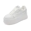 White Genuine for 2024 New Women's Leather Women Are Versatile Thick Soled Breathable and with An Increase in Height. Small Men's Muffin Shoes 687 's Muff
