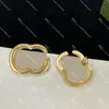 Women Hoop Earrings Classic Double Letter Stud Designer Engagement Ear Loop with Gift Box