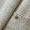 Vestes pour femmes printemps et automne col rond tissu de laine tempérament dame manteau court hors blanc Tweed veste J230726