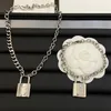 Heavy Chain Necklace Bracelet Alphabet Engraving Stainless Steal Lock Pendant 925 Silver VInatge Jewelry Women Chic Charm Headdress