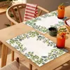 Table Mats Beautiful Bowl Pads Reused Bright Color Floral Plant Pattern Insulated Rectangular Kitchen Supplies