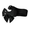 Cinture Cintura larga elastica con bottoni a pressione con fiocco da donna con decorazione staccabile con strass a cuore per abito camicia