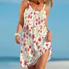 Casual Dresses Summer Women's Dress 3D High Definition Printed Fragmented Flower Pattern Sling Temperament Small Fresh