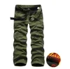 Plus Size 40 Winter Baggy Cargo Pants Men Brushed Trousers Warm Fleece Thickened Overalls Multi-pocket Straight Slacks Men's Clothing Bottoms