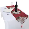 ジュエリーポーチTumbeelluwa Christmas Table Runner Placemat Yarn Dyed Tablecloth Anti Wrinkle耐久性のあるカバーデコレーション