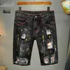 2023 Designer Herren Jeans Short Street Lila für Männer Stickerei Hosen Damen Oversize Ripped Patch Hole Denim Gerade Mode Damen Streetwear Slim