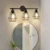Настенная лампа Depuley Промышленная металлическая проволочная клетка легкая ванная комната тщеславие для зеркальных шкафов для туалетной столики для спальни коридор Black E26