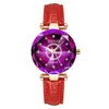 Women's high quality luxury fashion diamond face glass solid Leather waterproof watch