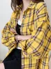 Женские блузкие рубашки JMPRS Fashion Plaid Women Рубашка мода корейская негабаритная топы Harajuku Daily All-Match