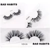 Autres articles de beauté de santé 12 cils de vison 3D de style avec de la colle Eyeliner Lash Tweezer Natural Faux Eye Lashes Personnaliser Logo Handmade Dhlwu