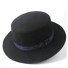 Basker män platt ull topphatt bowler för gentleman tea party pappa vinter trilby storlek 56-58 cm