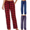 Pantaloni da notte da notte da donna Pantaloni da pigiama da donna in cotone scozzese alla moda con gambe larghe