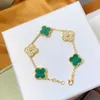 Van 4/Four Cleef Leaf Clover Charm 6 Colors Banglets Bangle Chain 18k Gold Agate Shell of Pearl for Women Girl Wedding Jewelry Gifts Wholesalee