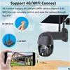 Kamery IP P 1080P HD 4G/WiFi Low Power Solar Camera PTZ Nocna wizja dwukierunkowa O Panele Monitorowanie na zewnątrz H1117 Dostawa Securit DHKRX