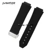 JAWODER Bracelet 23mm 26mm Hommes Acier Inoxydable Déployant Fermoir Noir Plongée Silicone Caoutchouc Montre Bracelet Bracelet pour HUB Big Bang223z