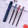 Baguettes japonais naturel bois de fer fait à la main valeur cadeau Sushi chinois réutilisable Portable voyage vaisselle avec coffret