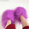 Slippers Fashion Женская меховая обувь Монгольские пушистые сандалии женский меховой ползунок зимний теплый ползунок Z230727