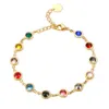 Bracelet JINHUI Coloré Bejeweled Bracelet ity T S Acier Inoxydable pour Femmes 12 Pierres de Naissance Arc-En-Crystal Chaîne Bijoux 230726