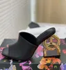 Women's Genuine Leather Bottom High Heel Slippers Fashion Down Material Lacquer Leather Lizard Pattern Sandals 9cm T Table Party Wedding Dress Letter Shoes 35-42