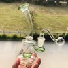 Bong Mini Recycler Dab Rig Grash Water Pipe Samll Purple Blue 14 мм Стеклянные масляные трубы для курящих пузырьки пузырьки