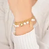Länk armband rostfritt stål dubbel lager kärlek hjärtarmband för kvinnor guldpläterad kedja justering charms jubileumsgåvor