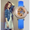 Forsining Fashion Blue Lady Diamond Gold Flower Movement Transparent Small Lady Women Mechanical Skeleton Watch Top Brand Luxury2248