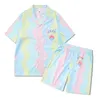 Survêtements pour hommes Casablanca Shell Rainbow Dream Hommes Femmes Ensemble court T Shrt Hawaii Beach Style Suit Hip Hop Shirt Shorts Couple Suit Casa 230727