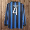 Manga longa Sneijder Zanetti Classic Inter retro Retro Soccer Jerseys Djorkaeff Milito Pizarro Djorkaeff Adriano Football Shirt 09 10 11 98 99 2009 2010 2011 1998 1999 1999