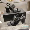 2023 Designer Luxury Pure Color Super High Heels Sandaler Womens Leather Strap Fashion Shoes Lady Sexy Chunky Heels Open Toe Sandal