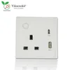 Smart Power Plugs 13a Modern Smart Switch Plugure One Row WiFi UK Touch Socket Socket White Glass Cover 2.1a USB (A+C) Port PALT PALTER Зарядное устройство HKD230727