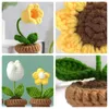 Fleurs décoratives 6 Pcs Crochet Plantes En Pot Faux Fleur Tissé À La Main Ornements Cadeau Pour Chambre Maison Table Bureau Décorations Artificielle