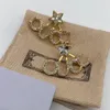 Mode Brief Gold Charm Ohrringe Aretes für Frauen Party Hochzeit Liebhaber Geschenk Schmuck Verlobung mit Box NRJ223E