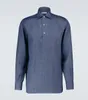 Loro * Piana Shirt Designer Polos pour hommes à manches longues avec patte à trois boutons et col vestimentaire classique Hauts d'hiver à la mode