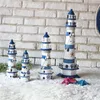 Sculptures Large Size Lighthouse Decoration Mediterranean Style Decoration Wood Boat Ship Nautical Home Decor Wood Lighthouse Figurines