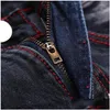 Men'S Jeans Mens High Quality Denim Trousers Men Straight Black Embroidery Fashion Designer Casual Tear Hip Hop Drop Delivery Apparel Dhtpe