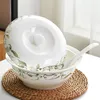 Cuencos Tazón de sopa de doble oreja Superficie de cerámica individual Lavabo grande de 9 pulgadas con tapa Olla Hueso personalizado creativo China