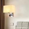 Wall Lamp Bedroom Bedside LivingWall Switch USB Socket Fabric Room Modern Home Light WF1024Adjustable E27 LED Bulb