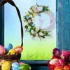 Flores decorativas Decorações de porta de Páscoa 2d Ornamento de guirlanda de primavera com ovos pastel e galhos para a frente da janela
