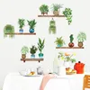 Decorative Flowers 3D Realistic Green Plant Wall Sticker Foldable Creative Aisle Decal Garden Decor For Kitchen Bedroom Porch