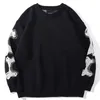 Men's Sweaters Men Oversized Sweater Black Loose Skeleton Bone Print Women Vintage Retro Knitted Autumn Cotton Pullover Unisex 230726