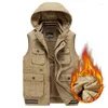 Herenjacks bontkap mouwloos vest mannen fleece warme jasje waastcoat reizen multi pocket kwaliteit tactische militaire stijl casual dik