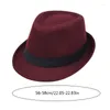 Bérets 2XPC hommes femmes unisexe Vintage large bord Fedora chapeaux plat haut couleur unie garniture incurvée