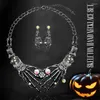 Halskette Ohrringe Set Punk Gothic Vintage Geist Klaue Skelett Schädel geformt Tropfen Frauen Schmuck Halloween Party Zubehör