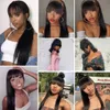 Synthetic Wigs Straight Lace Wigs with Bangs Synthetic Long for Black Women Heat Resistant Fibre Cheaper Natural Wig Daily Use 230227