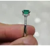 Bröllopsringar 18K Gold Ring for Women Natural 1 Emerald With Diamond Fiine Jewely Anillos de Bizuteria Mujer Gemstone Box 230726