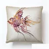 Cushion Cover Soft Super Linen Pillow Case Private Rectangar Seahorse Turtle Fish Lovely Animal Sofa Drop Delivery Home Garden El Su Dhbk4