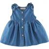 Girl Dresses Denim Bowknot Princess Baby Dress Summer Blue Cowboy Toddler Vest Sleeveless Clothes Soft Cotton Children Clothing