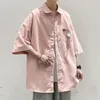 Mens Casual Shirts Korean Version Of The Oversized Chain Pendant Top MenS Shirt Harajuku Street Clothes ShortSleeved Men 230726